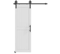 HOMCOM Puerta Corredera de Granero con Herrajes Manija Rodillo y Guía de Suelo Mejorados para Baño Salón 71,5x213,4 cm Blanco