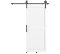 HOMCOM Puerta Corredera de Granero con Herrajes Manija Rodillo y Guía de Suelo Mejorados para Baño Salón 91,5x213,4 cm Blanco