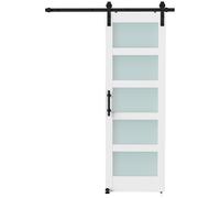 HOMCOM Puerta Corredera Interior 71x213 cm con Kit de Montaje, MDF y Vidrio Esmerilado, Riel y Herrajes, Blanco Aosom España