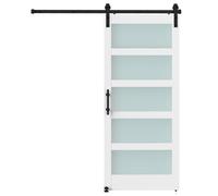 HOMCOM Puerta Corredera Interior 91x213 cm con Kit de Montaje, MDF y Vidrio Esmerilado, Riel y Herrajes, Blanco Aosom España