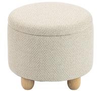 HOMCOM Puf Contenedor Redondo 19 L en Tejido Efecto Yute con Tapa Capacidad 120 kg 38,5x38,5x33,5 cm Beige Aosom España