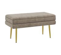 Homcom puff almacenaje 30l, banco almacenaje con tapa abatible y patas de acero, tapizado en terciopelo, pie de cama, para dormitorio, salón, entrada, carga 120 kg, 79,5x37,5x43 cm, beige 79.5 cm