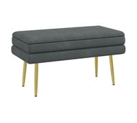 Homcom puff almacenaje 30l, banco almacenaje con tapa abatible y patas de acero, tapizado en terciopelo, pie de cama, para dormitorio, salón, entrada, carga 120 kg, 79,5x37,5x43 cm, gris oscuro 79.5 c