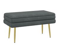 HOMCOM Puff Almacenaje 30L, Banco Almacenaje con Tapa Abatible y Patas de Acero, Tapizado en Terciopelo, Pie de Cama, para Dormitorio, Salón, Entrada, Carga 120 kg, 79,5x37,5x43 cm, Gris Oscuro