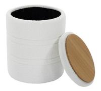Homcom puff almacenaje, banco almacenaje, 33 l, ø36,5x46,5 cm, tapizado en borreguito, baúl de almacenamiento redondo con tapa, carga 120 kg, taburete para salón, dormitorio o recibidor, blanco