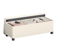 HOMCOM Banco Almacenaje Capacidad de 84 L 112x42x40 cm Tapizado en Pana Pie de Cama para Sala de Estar Dormitorio Beige