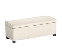 HOMCOM Banco Almacenaje Capacidad de 84 L 112x42x40 cm Tapizado en Pana Pie de Cama para Sala de Estar Dormitorio Beige