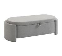 Homcom puff almacenaje, banco almacenaje ovalado, 129x48,5x44 cm, tapizado en terciopelo de teddy, baúl de almacenamiento, carga 200 kg, taburete para sala de estar, dormitorio, entrada, gris claro