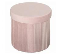 HOMCOM Puff Almacenaje, Banco Almacenaje Plegable, 35 L, 38x38x38 cm, Tapizado en Terciopelo, Baúl de Almacenamiento Redondo, Carga 120 kg, Taburete para Sala de Estar, Dormitorio, Entrada, Rosa