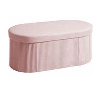 HOMCOM Puff Almacenaje, Banco Almacenaje Plegable, 72 L, 76x38x35 cm, Tapizado en Terciopelo, Baúl de Almacenamiento, Carga 120 kg, Taburete para Sala de Estar, Dormitorio, Entrada, Rosa