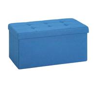HOMCOM Puff Almacenaje, Banco Almacenaje Plegable, 84 L, 76x38x38 cm, Tapizado en Lino Sintético, Baúl de Almacenamiento, Carga 120 kg, Taburete para Sala de Estar, Dormitorio, Entrada, Azul Claro