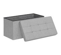 HOMCOM Puff Almacenaje, Banco Almacenaje Plegable, 84 L, 76x38x38 cm, Tapizado en Lino Sintético, Baúl de Almacenamiento, Carga 120 kg, Taburete para Sala de Estar, Dormitorio, Entrada, Gris Claro