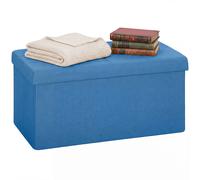 HOMCOM Puff Almacenaje Banco Almacenaje Plegable 84L 76x38x38 cm Azul Claro Gris oscuro
