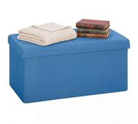 HOMCOM Puff Almacenaje Banco Almacenaje Plegable 84L 76x38x38cm Azul Claro