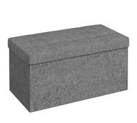 Homcom puff almacenaje, banco almacenaje plegable, 84 l, 76x38x38 cm, tapizado en lino sintético, baúl de almacenamiento, carga 120 kg, taburete para sala de estar, dormitorio, entrada, gris oscuro