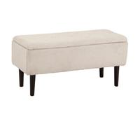 Homcom puff almacenaje, banco almacenaje plegable, capacidad de 57 l, 95x38x45 cm, tapizado en borreguito, pie de cama con tapa abatible y patas de madera, para salón, dormitorio, entrada, crema