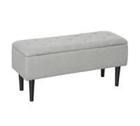 Homcom puff almacenaje, banco almacenaje plegable, capacidad de 57 l, 95x38x45 cm, tapizado en borreguito, pie de cama con tapa abatible y patas de madera, para salón, dormitorio, entrada, gris 95 cm