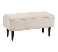 HOMCOM Puff Almacenaje, Banco Almacenaje Plegable, Capacidad de 57 L, 95x38x45 cm, Tapizado en Borreguito, Pie de Cama con Tapa Abatible y Patas de Madera, para Salón, Dormitorio, Entrada, Crema Cream