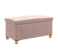 HOMCOM Puff Almacenaje, Banco Almacenaje Plegable, Capacidad de 67 L, 76x38x38 cm, Tapizado en Terciopelo, Baúl de Almacenamiento Dormitorio, Carga 120 kg, para Sala de Estar, Entrada, Rosa