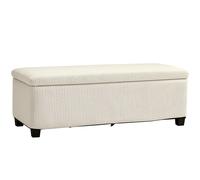 HOMCOM Puff Almacenaje, Banco Almacenaje Plegable, Capacidad de 84 L, 112x42x40 cm, Tapizado en Pana, Pie de Cama, para Sala de Estar, Dormitorio, Entrada Beige
