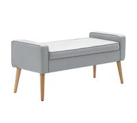 Homcom puff almacenaje banco almacenaje tapizado en lino sintético con tapa abatible y patas de madera para dormitorio salón entrada carga 120 kg 120x45x54 cm gris claro 54 cm