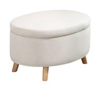 HOMCOM Otomana Puff Tapizada en Terciopelo Acolchada Taburete de Almacenaje con Tapa Extraíble y Patas de Madera 71x51,5x42 cm Beige Aosom España