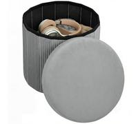 HOMCOM Puff Almacenaje, Banco Almacenaje Plegable, 35 L, 38x38x38 cm, Tapizado en Terciopelo, Baúl de Almacenamiento Redondo, Carga 120 kg, Taburete para Sala de Estar, Dormitorio, Entrada Gris Oscuro