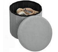 HOMCOM Puff Almacenaje, Banco Almacenaje Plegable, 35 L, 38x38x38 cm, Tapizado en Terciopelo, Baúl de Almacenamiento Redondo, Carga 120 kg, Taburete para Sala de Estar, Dormitorio, Entrada Gris Oscuro