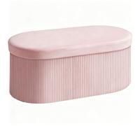 HOMCOM Puff Almacenaje Plegable Terciopelo 72 L 76x38x35 cm Rosa