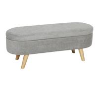 HOMCOM Puff Almacenaje Tapizado en Terciopelo de Teddy con Patas de Madera y Asiento Acolchado Gris Claro Gris claro