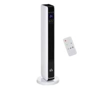 HOMCOM Radiador Eléctrico bajo Consumo Calefactor de Torre 25 m² Blanco | 1100/2200W, Mando a Distancia, Pantalla LED, Temporizador de 8H, 3 Modos, Oscilación