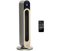 HOMCOM Radiador Eléctrico Bajo Consumo 2000 W PTC 20-25 m² Plata | Calefactor Eléctrico de Torre, Mando a Distancia, Pantalla LED, Temporizador de 12H, Termostato, 3 Modos, Oscilación