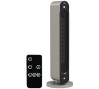 HOMCOM Radiador Eléctrico Bajo Consumo 2000 W PTC 20-25 m² Plata y Negro | Calefactor Eléctrico de Torre, Mando a Distancia, Pantalla LED, Temporizador de 12H, Termostato, 3 Modos, Oscilación