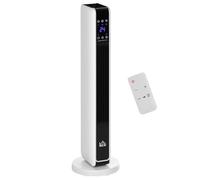 HOMCOM Radiador Eléctrico bajo Consumo Calefactor de Torre 25 m² Blanco | 1100/2200W, Mando a Distancia, Pantalla LED, Temporizador de 8H, 3 Modos, Oscilación