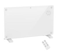 HOMCOM Radiador Eléctrico Pared o Suelo Pantalla LED 1500W Blanco | Calentador eléctrico, convector de vidrio, temporizador 24h o semanal, termostato, control remoto.