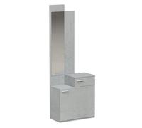 Homcom recibidor de entrada con espejo y zapatero abatible, mueble recibidor de 2 piezas con asiento, cajón, mesa pequeña para pasillo, 61x30x170 cm, gris