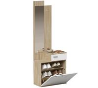 Homcom recibidor de entrada con espejo y zapatero abatible, mueble recibidor de 2 piezas con cajón, mesa pequeña para pasillo, 61x30x170 cm, blanco 30 cm