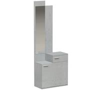 HOMCOM Recibidor de Entrada con Espejo Zapatero Abatible Asiento Cajón Mesa Pequeña 61x30x170 cm Gris Aosom España