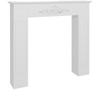 HOMCOM Repisa de Chimenea de Madera Maciza 101x19x100 cm Blanco | Marco, decorativo, para chimenea eléctrica