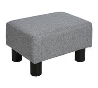 HOMCOM Reposapiés de Salón Taburete Bajo Tapizado en Lino Otomana Rectangular con Estructura de Madera para Sala de Estar Dormitorio Gris