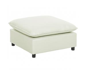 HOMCOM Reposapiés otomano de tela moderno con patas de plástico para salón y dormitorio, 75 cm, crema