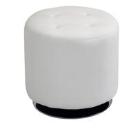 HOMCOM Reposapiés Otomano Giratorio Redondo Tapizado en Piel Sintético Moderno para Dormitorio Entrada Ø45,5x44,5 cm Blanco Aosom España