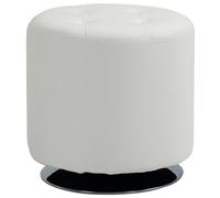 HOMCOM Reposapiés Otomano Giratorio Taburete Puff Redondo Tapizado en Piel Sintético de Estilo Moderno para Dormitorio Entrada Salón Ø45,5x44,5 cm Blanco