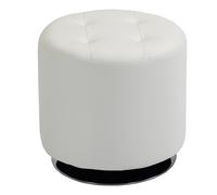 HOMCOM Reposapiés Otomano Giratorio Taburete Puff Redondo Tapizado en Piel Sintético de Estilo Moderno para Dormitorio Entrada Salón Ø45,5x44,5 cm White