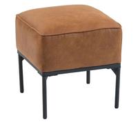 Homcom reposapiés salón, taburete bajo moderno con asiento acolchado grueso y patas de acero, cuero sintético, otomana de dormitorio, carga 120 kg, para entrada, pasillo, 40x40x46 cm, marrón