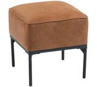 HOMCOM Reposapiés Salón, Taburete Bajo Tapizado en PU con Patas de Acero, Acolchado Grueso, Estilo Moderno, Otomana para Dormitorio, Sofá, Marrón