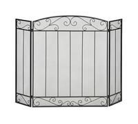 HOMCOM Salvachispas Plegable para Chimenea Pantalla Triple Protector para Estufas 3 Paneles con Bisagras 105x80,5 cm Metal y Alambre Aosom España