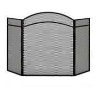 HomCom Salvachispas para chimenea de 3 paneles plegable con estructura de metal 96x60 cm negro