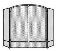 HOMCOM Salvachispas para Chimenea Plegable de 3 Paneles, 122x75 cm, Negro | Protector de Chimenea de Metal con Doble Puerta, Resistente al Calor, para Salón, Hogar