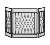 HOMCOM Salvachispas Plegable Pantalla Protectora de Chimenea 3 Paneles con Bisagras y Estructura de Metal Decorativa 126x3x80 cm